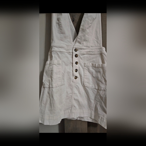 FREE PEOPLE Old School Love Corduroy Pinafore Dress In Cream. Size 2 - Picture 8 of 14